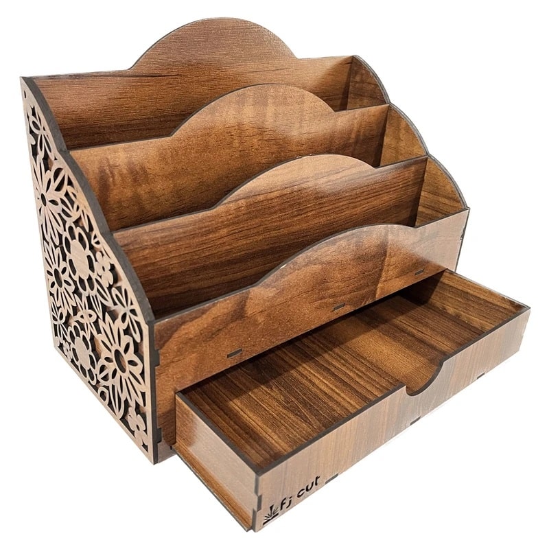 استند لوازم آرایشی چوبی مدل گلدار کشویی - طراحی شیک و کاربردی