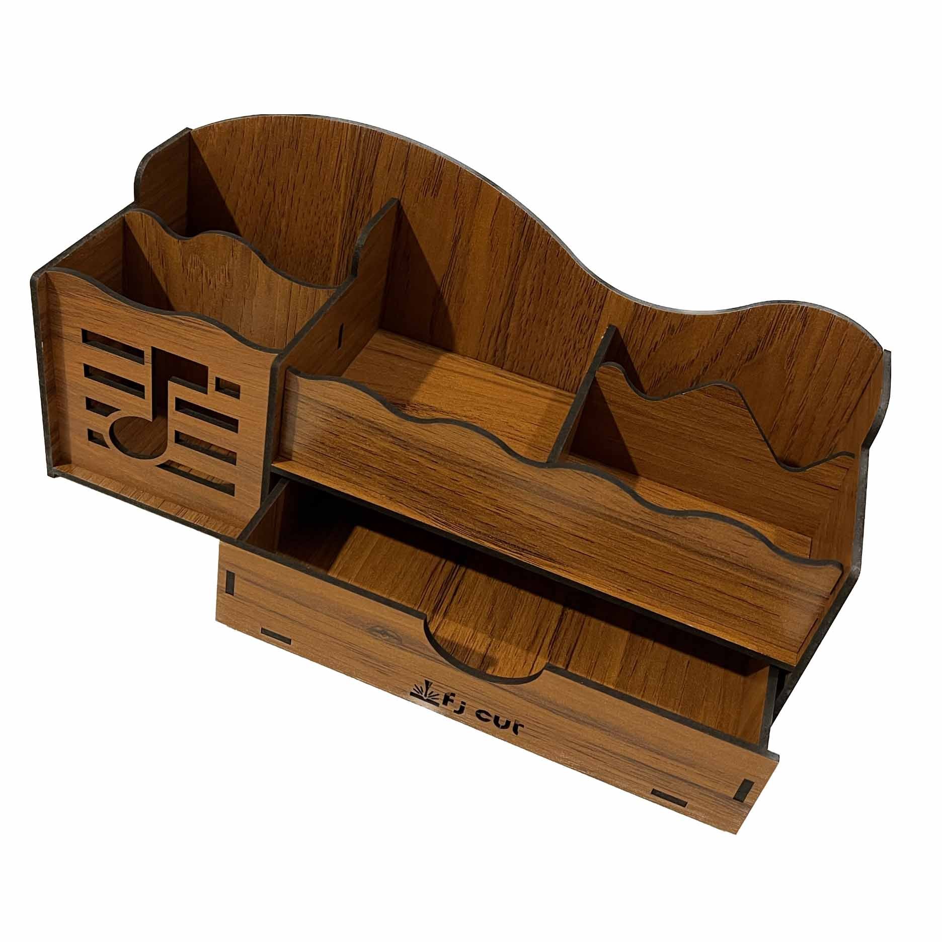 استند چوبی چندکاره دانش‌آموزی و لوازم آرایشی - طراحی مدرن با کشوی کاربردی