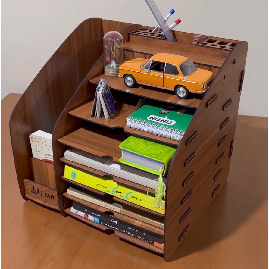 کازیه 7 طبقه چوبی - ابعاد 34×32×32 سانتی‌متر - چوب MDF سه میل