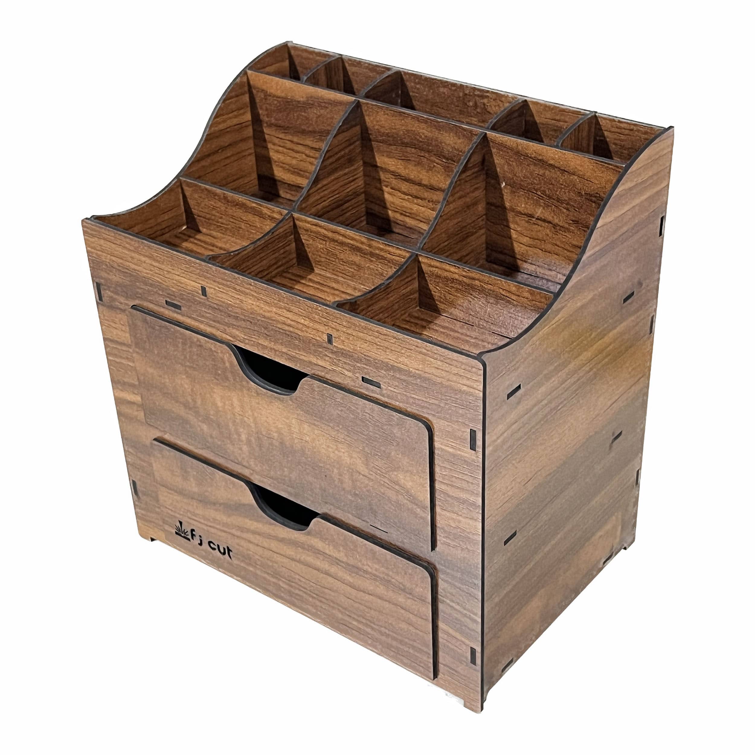 استند لوازم آرایشی رومیزی چوبی مدل دو کشو دارای مقسم-خرید مستقیم بی واسطه