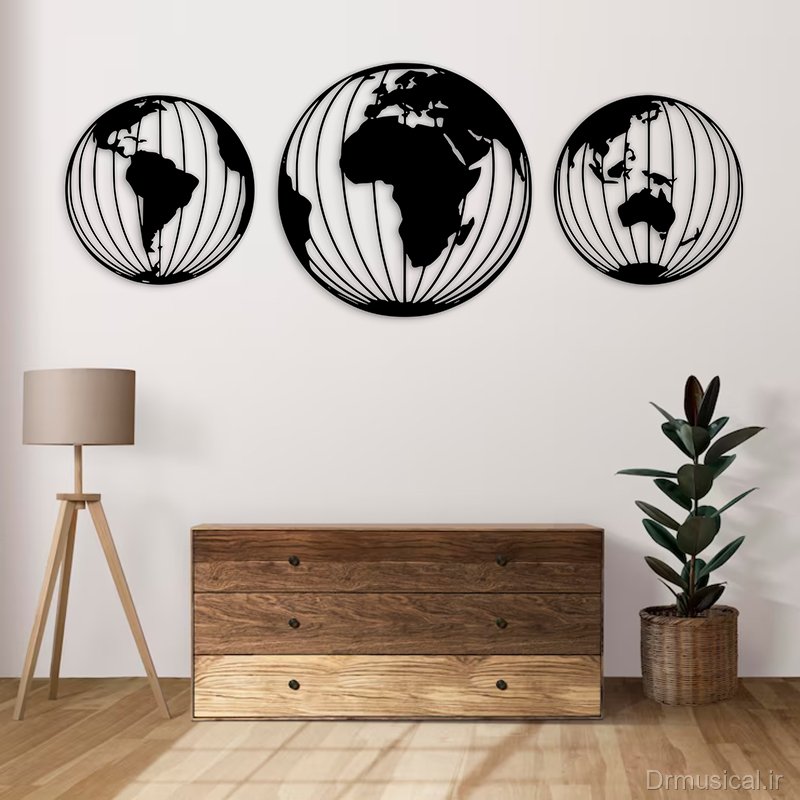 دیوارکوب چوبی طرح نقشه جهان و کره زمین کد 1 - خرید بی واسطه از کارخانه