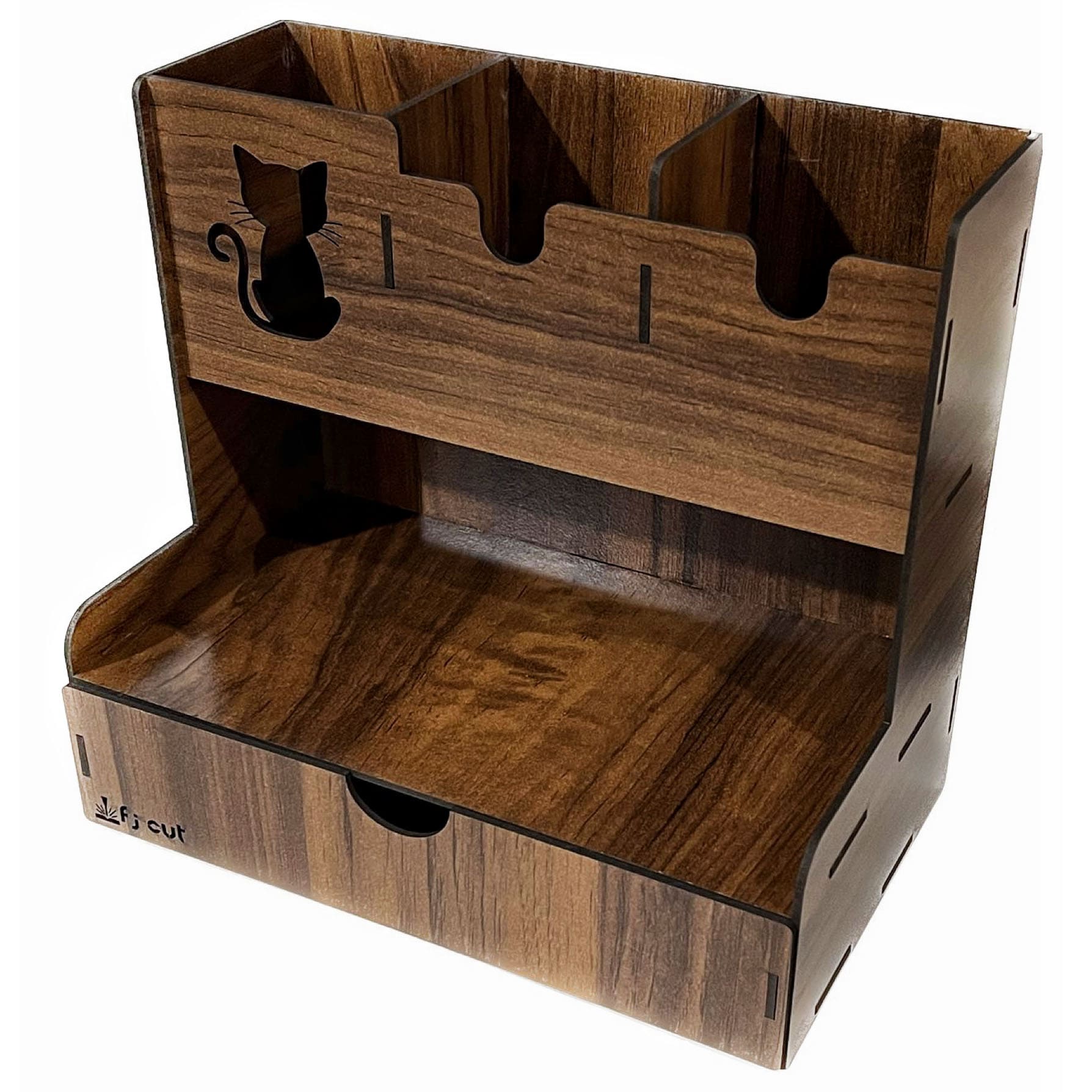 جامدادی رومیزی چوبی طرح گربه مخصوص دانش آموزان و دانشجویان دختر و پسر