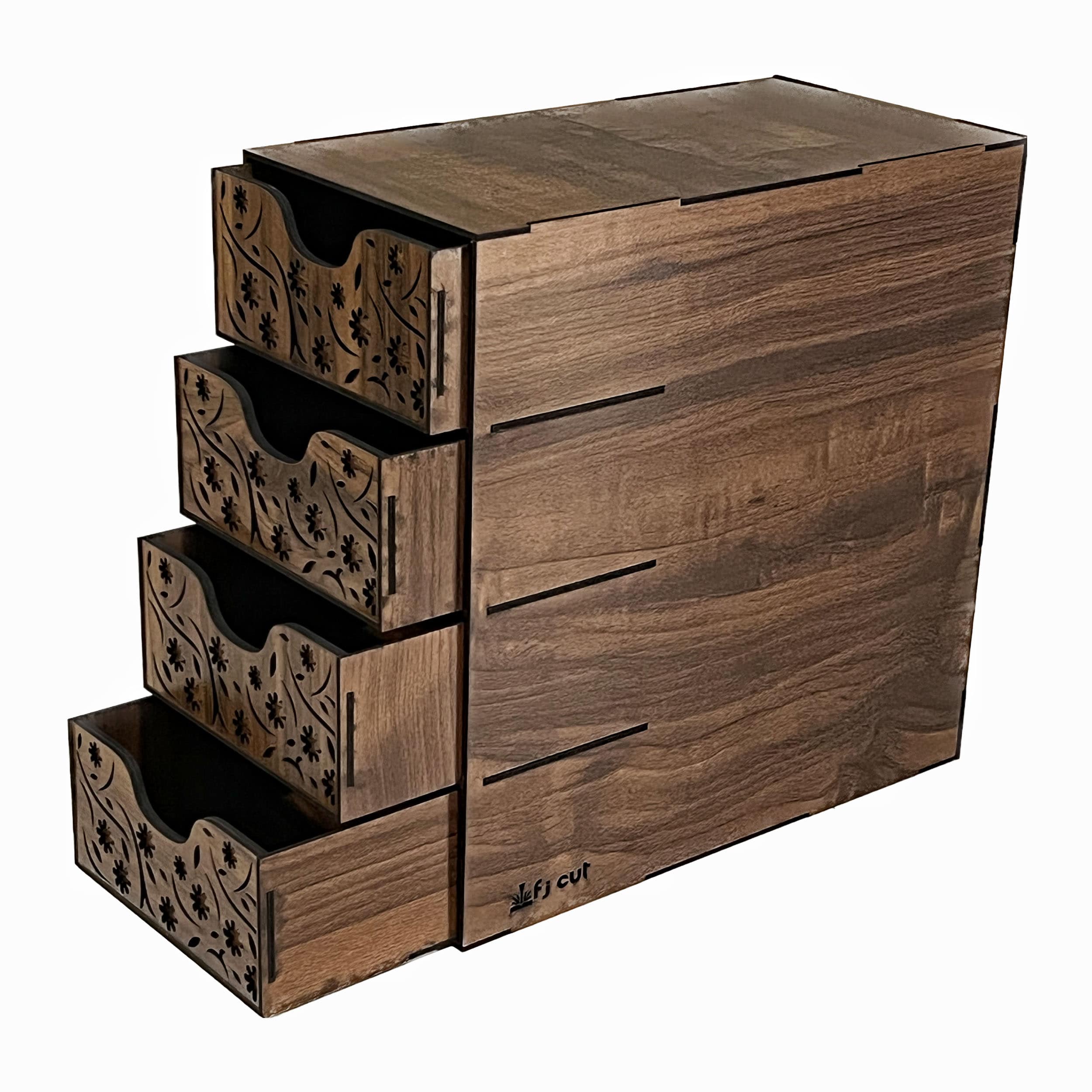 فایل کشویی چوبی طرح گلدار مدل چهار کشو - خرید بی واسطه از تولید کننده